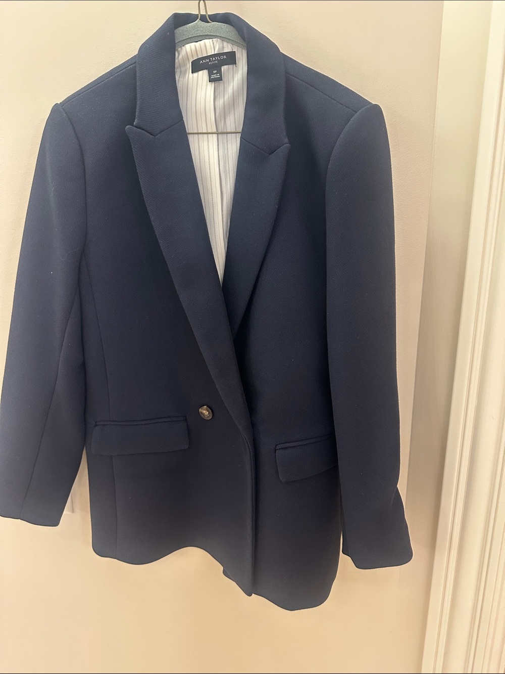 Ann Taylor Dark Navy Single-Button Blazer